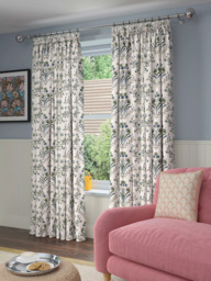 John Lewis Tulipa Embroidered Pencil Pleat Pair Lined Curtains, Lake Blue - thumbnail 3