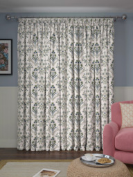John Lewis Tulipa Embroidered Pencil Pleat Pair Lined Curtains, Lake Blue - thumbnail 4