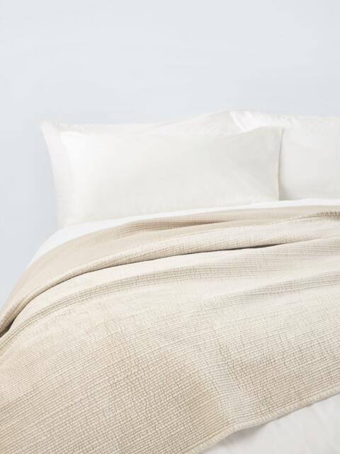 John Lewis Cotton Velvet Embroidered Stitch Quilt, Champagne - image 1