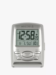 Acctim Vista Radio Controlled Digital Travel Alarm Clock, Silver - thumbnail 2