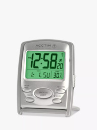 Acctim Vista Radio Controlled Digital Travel Alarm Clock, Silver - thumbnail 1
