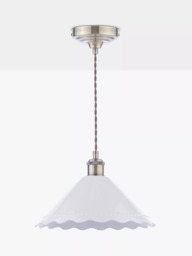 Laura Ashley Daws Scalloped Ceramic Shade Pendant Ceiling Light, White - thumbnail 3
