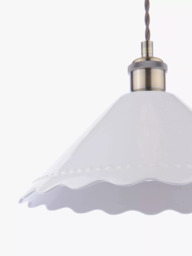 Laura Ashley Daws Scalloped Ceramic Shade Pendant Ceiling Light, White - thumbnail 4