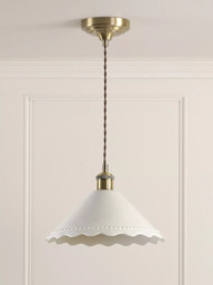 Laura Ashley Daws Scalloped Ceramic Shade Pendant Ceiling Light, White - thumbnail 2