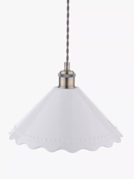 Laura Ashley Daws Scalloped Ceramic Shade Pendant Ceiling Light, White - thumbnail 5