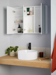 John Lewis White Gloss Triple Mirrored Bathroom Cabinet - thumbnail 3