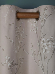 Laura Ashley Pussy Willow Pair Lined Eyelet Curtains, Truffle Natural - thumbnail 3