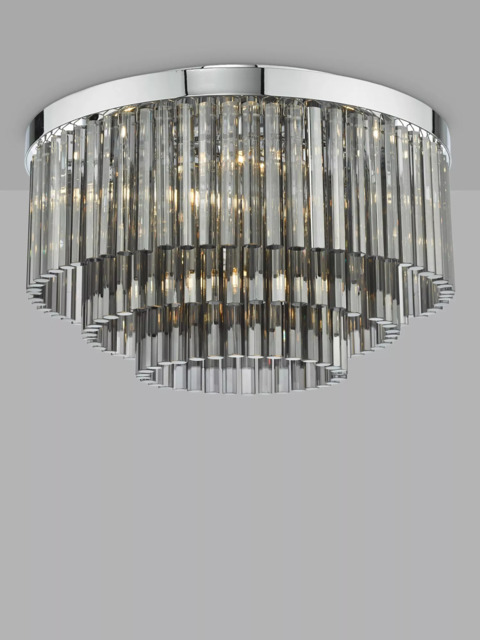 Där Logan Smoked Crystal Flush Ceiling Light - image 1