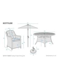 KETTLER Foxley Woven 6-Seater Round Garden Dining Table & Chair Set with Parasol & Base, Grey - thumbnail 5