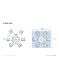 KETTLER Foxley Woven 6-Seater Round Garden Dining Table & Chair Set with Parasol & Base, Grey - thumbnail 6
