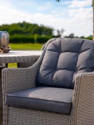 KETTLER Foxley Woven 6-Seater Round Garden Dining Table & Chair Set with Parasol & Base, Grey - thumbnail 3