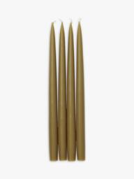 Neptune Nightingale Tapered Dinner Candles, Pack of 4, Olive
