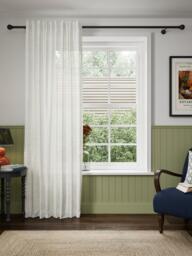 John Lewis Cotton Gauze Slot Top/Hidden Tab Voile Panel, White - thumbnail 3