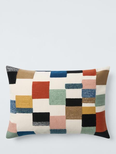John Lewis Embroidered Patchwork Cushion, Multi - image 1