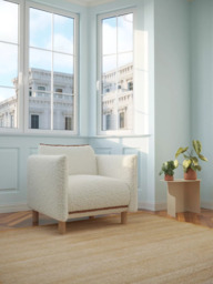 Cozmo Cozy Armchair, Cream Fleece Brick Piping - thumbnail 3