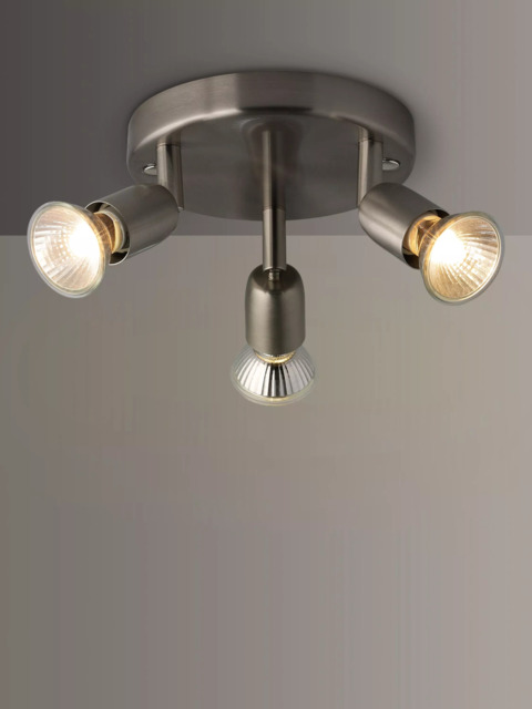 John Lewis Keely 3 Spotlight Ceiling Plate, Brushed Chrome - image 1