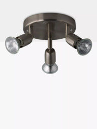 John Lewis Keely 3 Spotlight Ceiling Plate, Brushed Chrome - thumbnail 2
