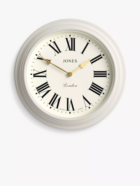 Jones Clocks Supper Club Roman Numeral Analogue Wall Clock, 40.5cm, Powder Grey - image 1