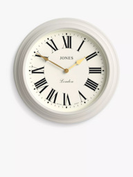 Jones Clocks Supper Club Roman Numeral Analogue Wall Clock, 40.5cm, Powder Grey