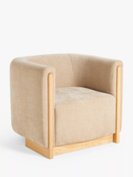John Lewis Vila Tub Corduroy Armchair, Natural - thumbnail 1