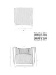 John Lewis Vila Tub Corduroy Armchair, Natural - thumbnail 2