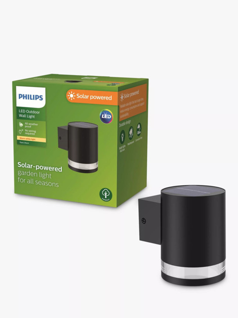 Philips Fyce Solar Powered Outdoor Wall Spot Light, Black - image 1