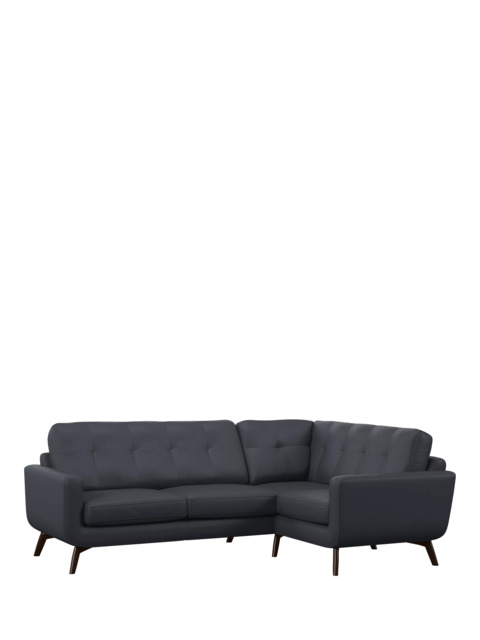 John Lewis Barbican RHF Chaise Leather Corner Sofa, Dark Leg - image 1