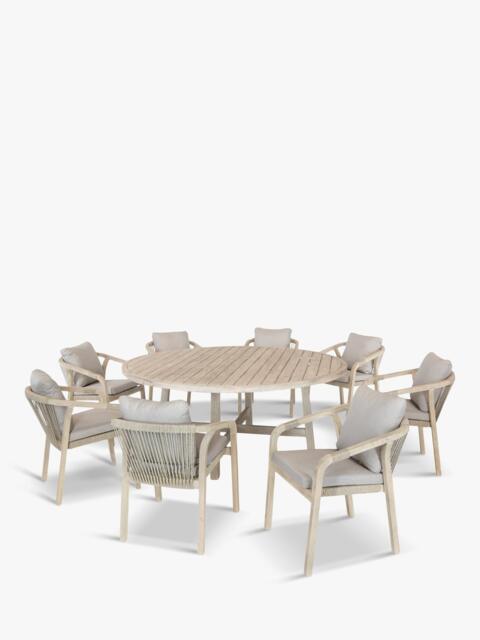 KETTLER Cora 8-Seater Round Garden Dining Table & Chairs Set, FSC-Certified (Acacia Wood), Natural - image 1
