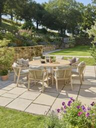 KETTLER Cora 8-Seater Round Garden Dining Table & Chairs Set, FSC-Certified (Acacia Wood), Natural - thumbnail 2