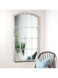 One.World Fairfield Arched Metal Wall Mirror, 137 x 75cm, White - thumbnail 1