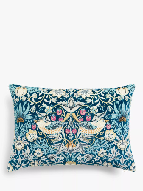 Morris & Co. Strawberry Thief Velvet Cushion - image 1