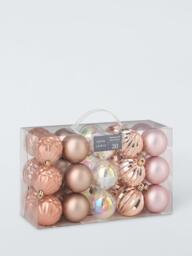 John Lewis Shatterproof Christmas Tree Baubles, Box of 30, Pink - thumbnail 3