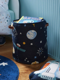 John Lewis Outer Space Knit Storage Basket, Blue - thumbnail 1