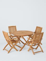 John Lewis Classic Teak Wood Folding Garden Dining Armchairs, Set of 2, Natural - thumbnail 6