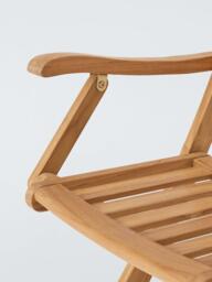 John Lewis Classic Teak Wood Folding Garden Dining Armchairs, Set of 2, Natural - thumbnail 5