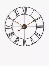 John Lewis Large Roman Numeral Skeleton Wall Clock, Black - thumbnail 1