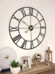 John Lewis Large Roman Numeral Skeleton Wall Clock, Black - thumbnail 3
