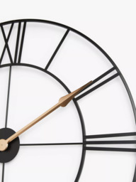 John Lewis Large Roman Numeral Skeleton Wall Clock, Black - thumbnail 2