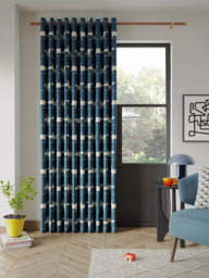 Scion Mr Fox Pair Lined Eyelet Curtains, Navy - thumbnail 3