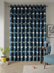 Scion Mr Fox Pair Lined Eyelet Curtains, Navy - thumbnail 5