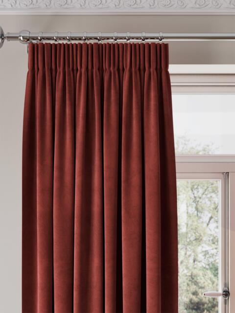 John Lewis Matte Velvet Pair Blackout Lined Pencil Pleat Curtains - image 1