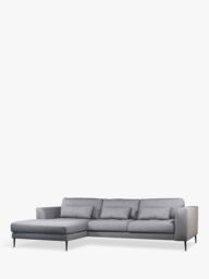 John Lewis Siesta LHF Chaise End Sofa Bed with Storage, Metal Leg, Brushed Tweed Grey