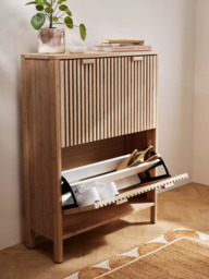 John Lewis Slatted Bamboo Shoe Cabinet, 2 Tier - thumbnail 2