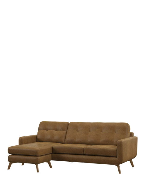 John Lewis Barbican LHF Chaise Leather Sofa, Light Leg - image 1