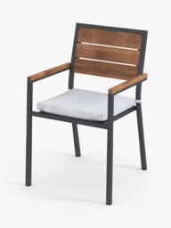 John Lewis Platform 4-Seat Wood-Effect Garden Dining Table & Chairs Set, Black/Natural - thumbnail 2