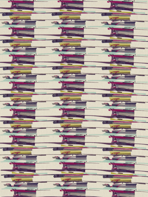 Harlequin Zeal Made to Measure Curtains or Roman Blind, Old Navy/Aqua/Lime - image 1