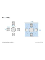 KETTLER Derwent Woven 4-Seater Round Garden Dining Table & Chairs Set with Parasol & Base, Brown - thumbnail 6