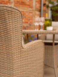 KETTLER Derwent Woven 4-Seater Round Garden Dining Table & Chairs Set with Parasol & Base, Brown - thumbnail 3