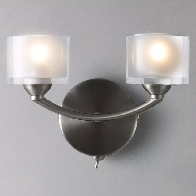 John Lewis Paige Double Wall Light, Satin Nickel - image 1