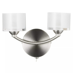 John Lewis Paige Double Wall Light, Satin Nickel - thumbnail 3